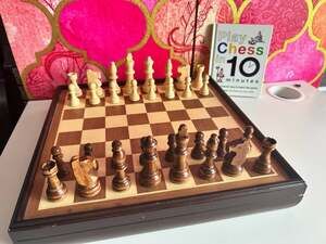 Pavilion Deluxe Chess Set Wooden Board Game with Storage